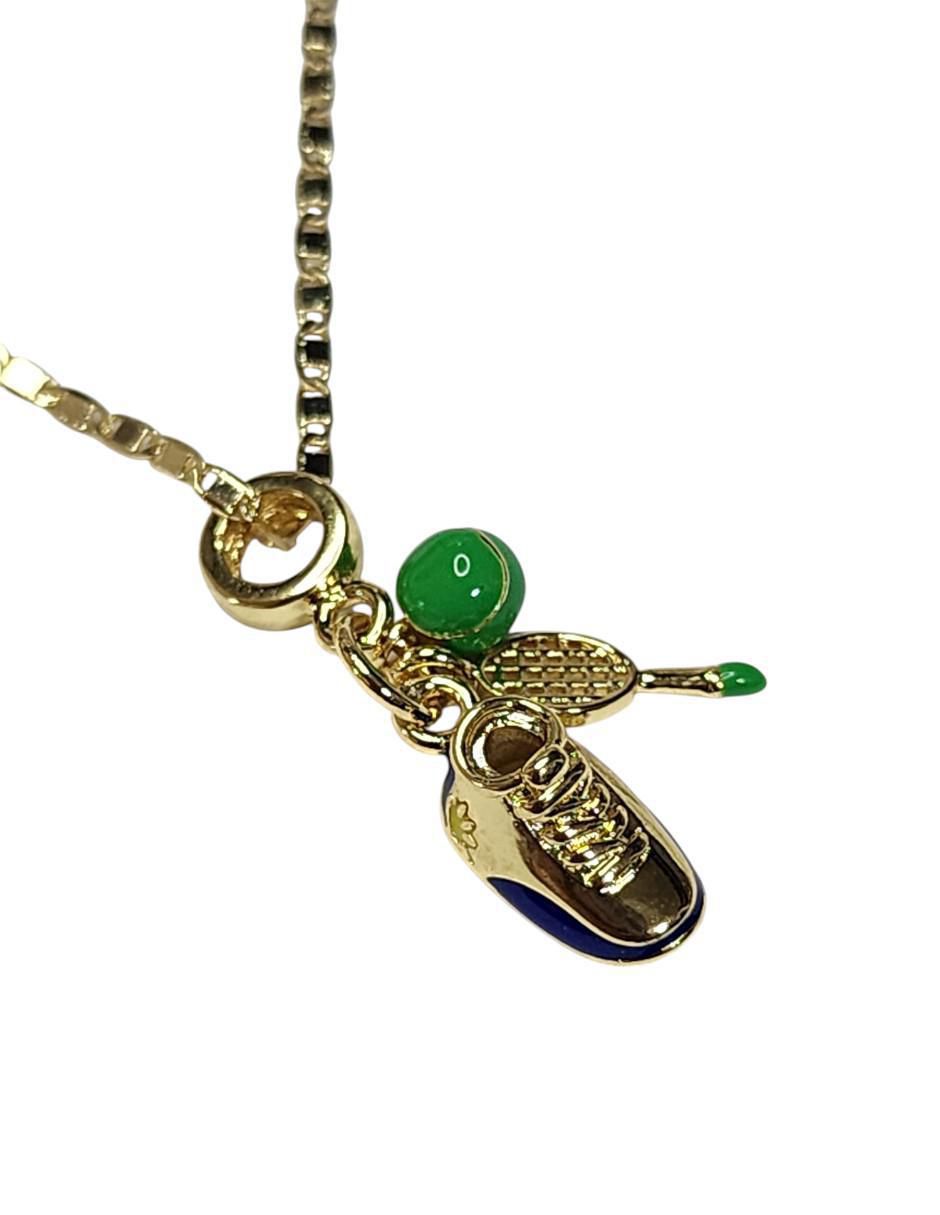 Collar con dije de raqueta Tenis de oro laminado 14 K 6