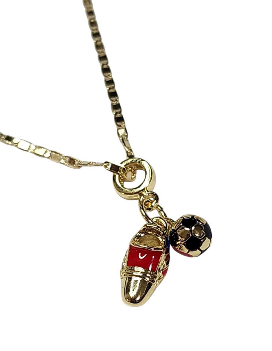 Collar con dije Futbol de oro laminado 14 K 4