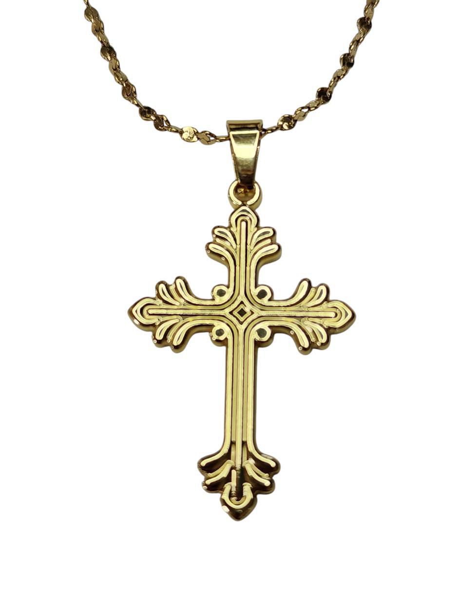 Collar con dije de cruz Santos de oro laminado 14 K 4