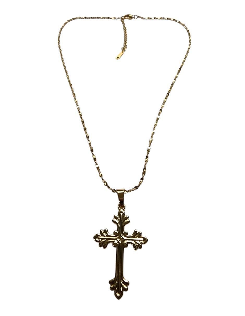 Collar con dije de cruz Santos de oro laminado 14 K 5