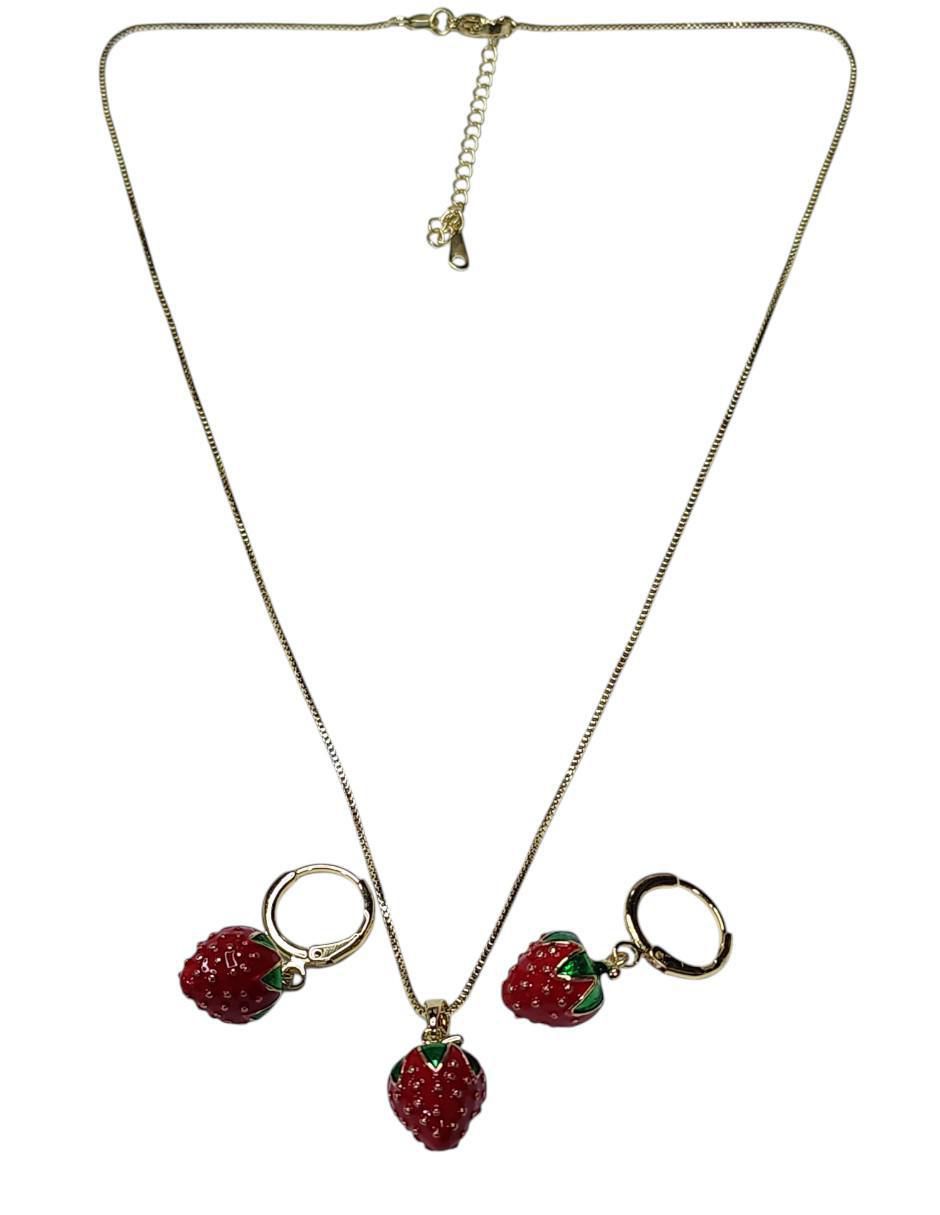 Aretes y collar de fresa Frutas 2