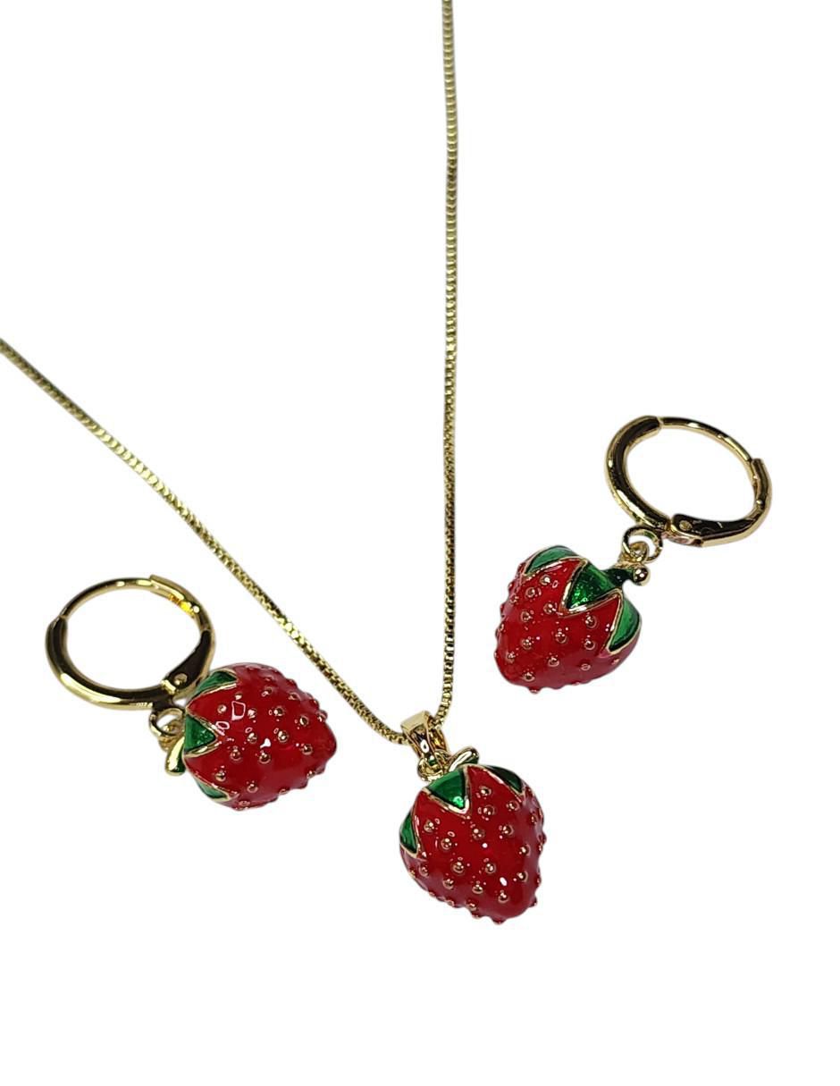 Aretes y collar de fresa Frutas 5