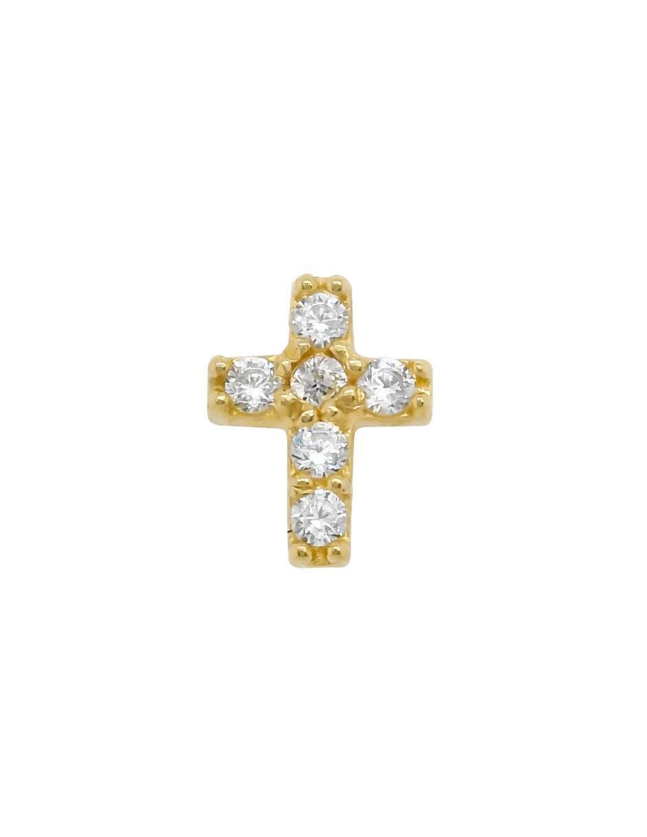 Piercing de cruz de oro 14 K con acabado brillante zirconia Piercing de cruz de oro 14 K con acabado brillante zirconia