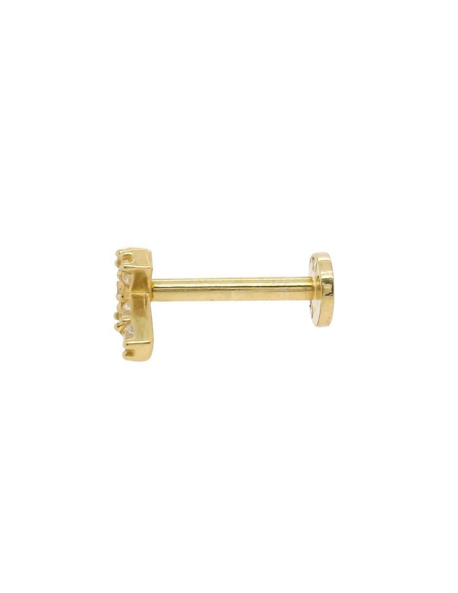 Piercing de cruz de oro 14 K con acabado brillante zirconia 2