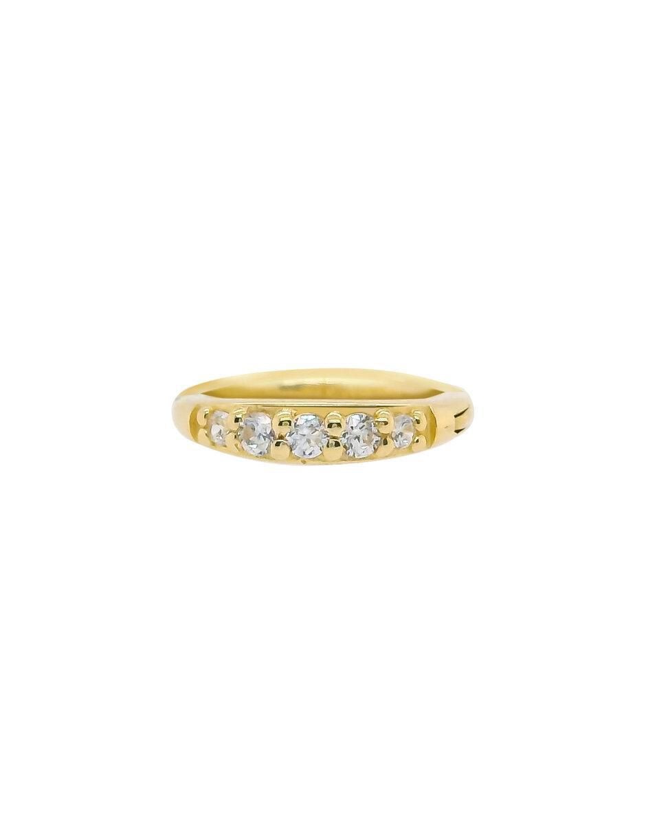 Piercing circular de oro 14 K con acabado brillante zirconia