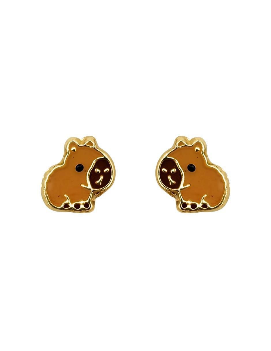 Broqueles Animal Planet de oro amarillo 10 K con acabado esmaltado