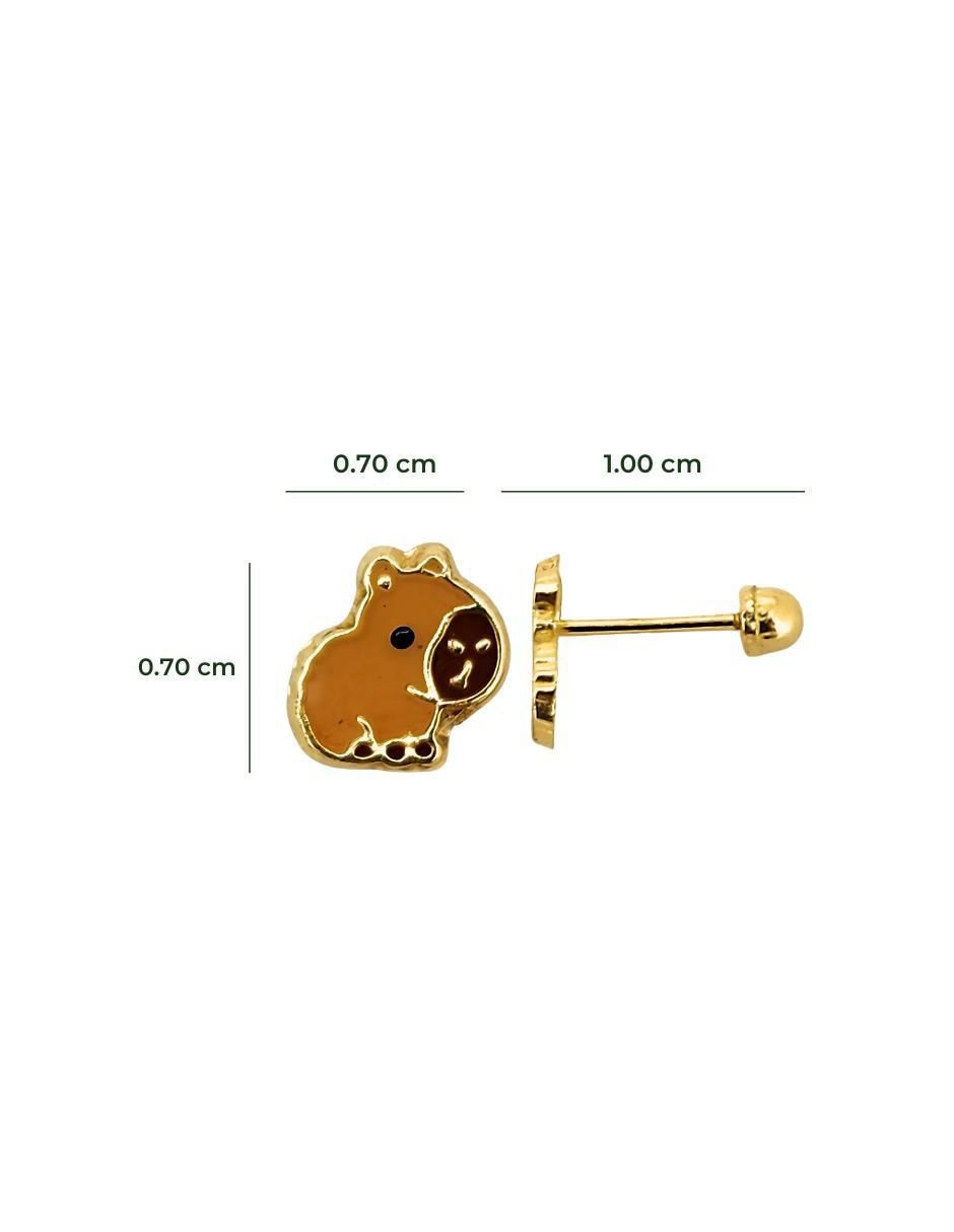 Broqueles Animal Planet de oro amarillo 10 K con acabado esmaltado 5