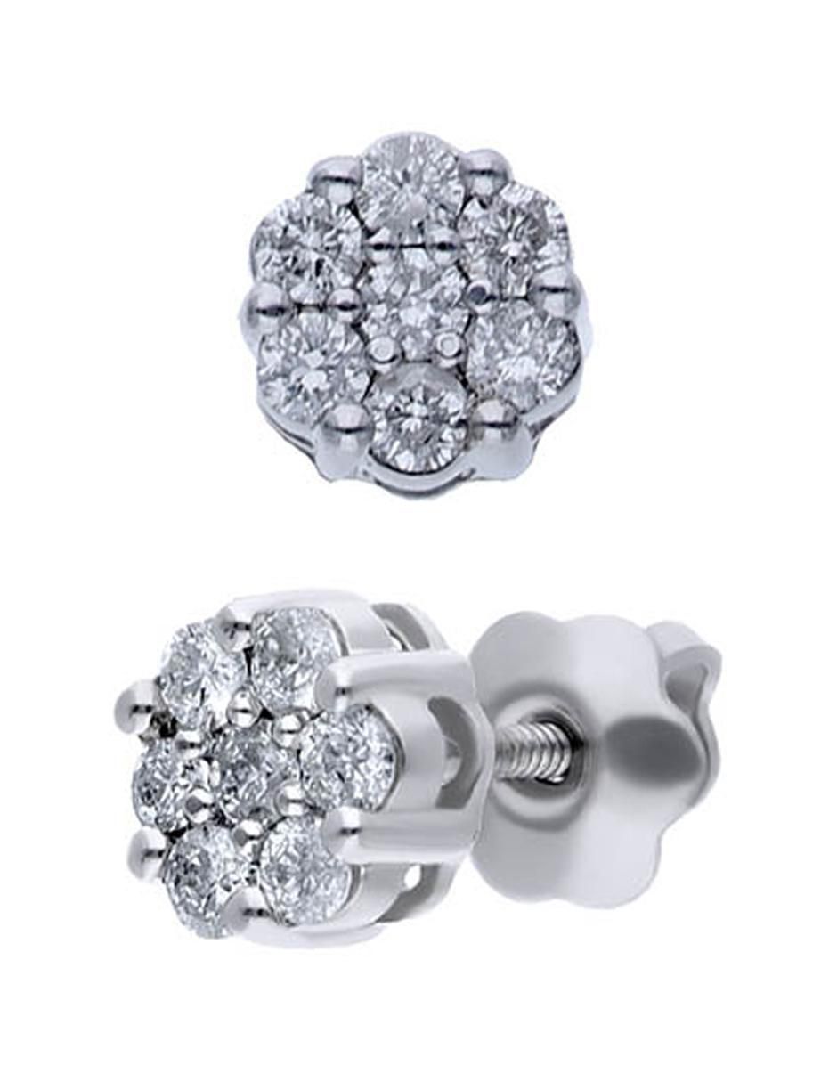 Broqueles de flor de oro blanco 14 k con acabado brillante diamante 2