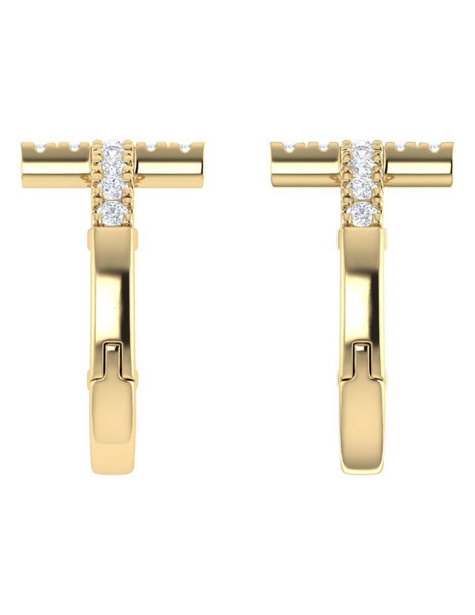 Arracadas de oro amarillo 14 K con acabado brillante diamante 5