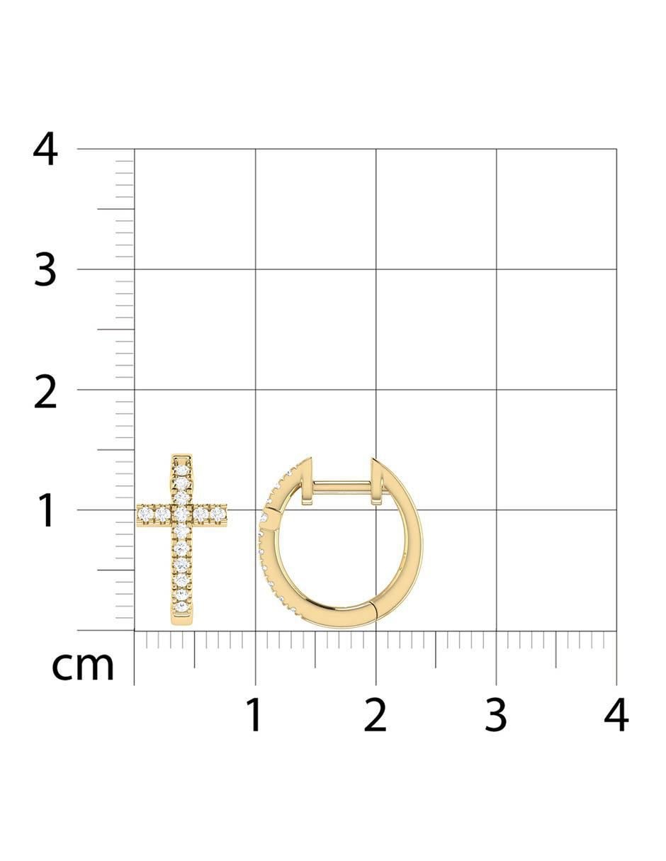 Arracadas de oro amarillo 14 K con acabado brillante diamante 6
