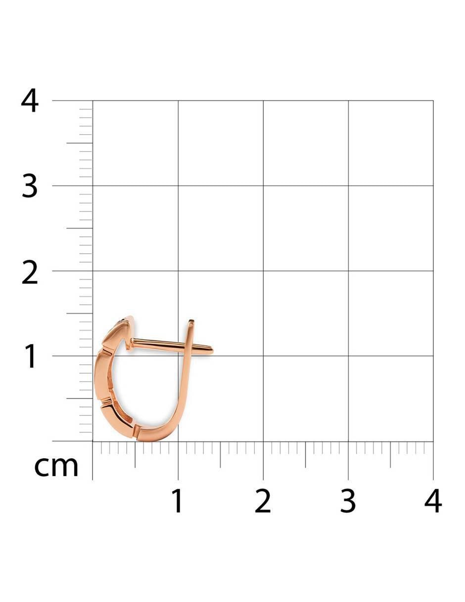 Aretes cortos circulares de oro rosa 14 K con acabado brillante diamante 4