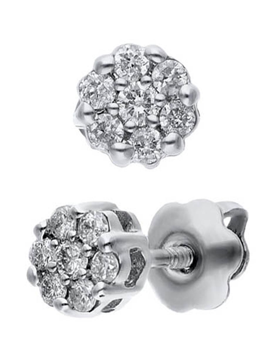 Broqueles de flor de oro blanco 14 k con acabado brillante diamante 2