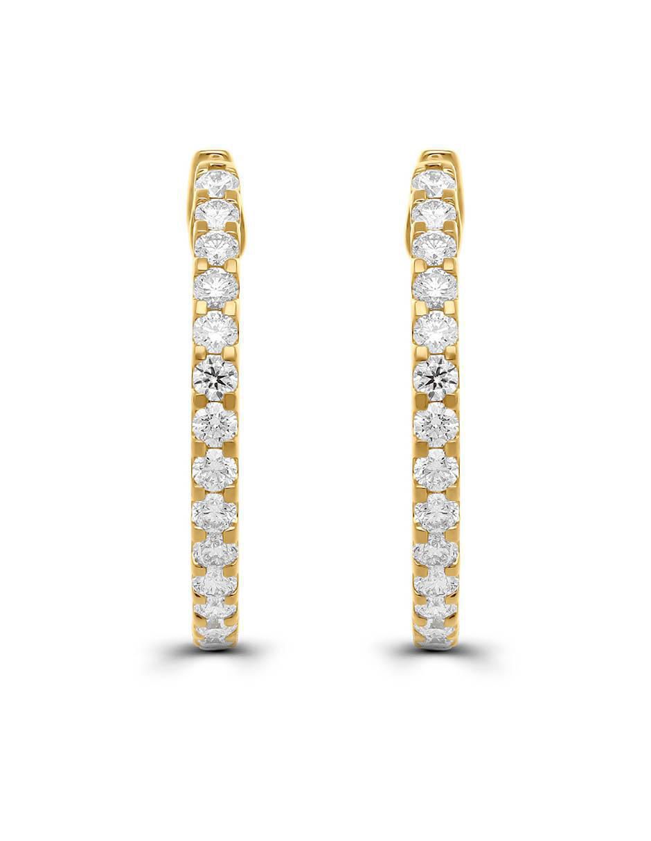 Arracadas de oro 14 K con acabado brillante diamante