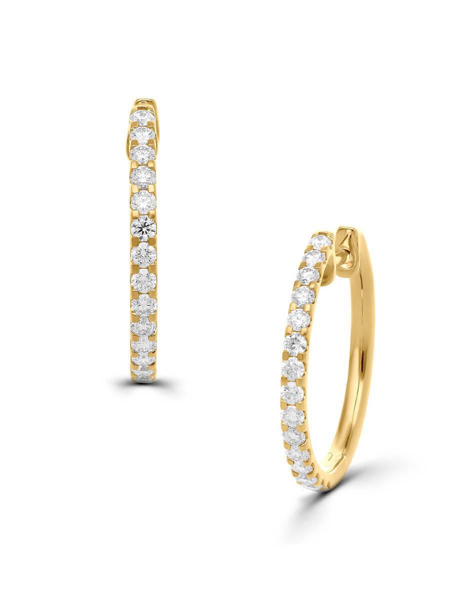 Arracadas de oro 14 K con acabado brillante diamante 2