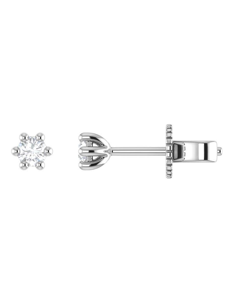 Broqueles de flor de oro blanco 14 K con acabado brillante diamante 3