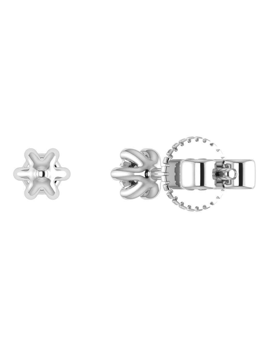 Broqueles de flor de oro blanco 14 K con acabado brillante diamante 4