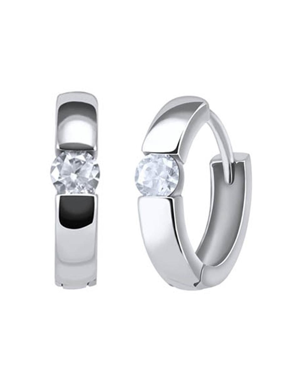 Arracadas de oro blanco 14 k con acabado brillante zirconia 2