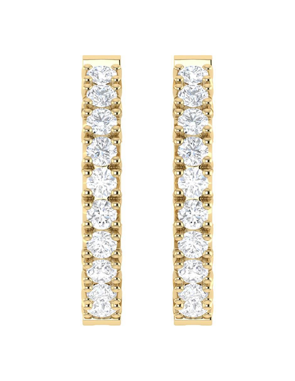 Arracadas de oro amarillo 14 K con acabado brillante diamante