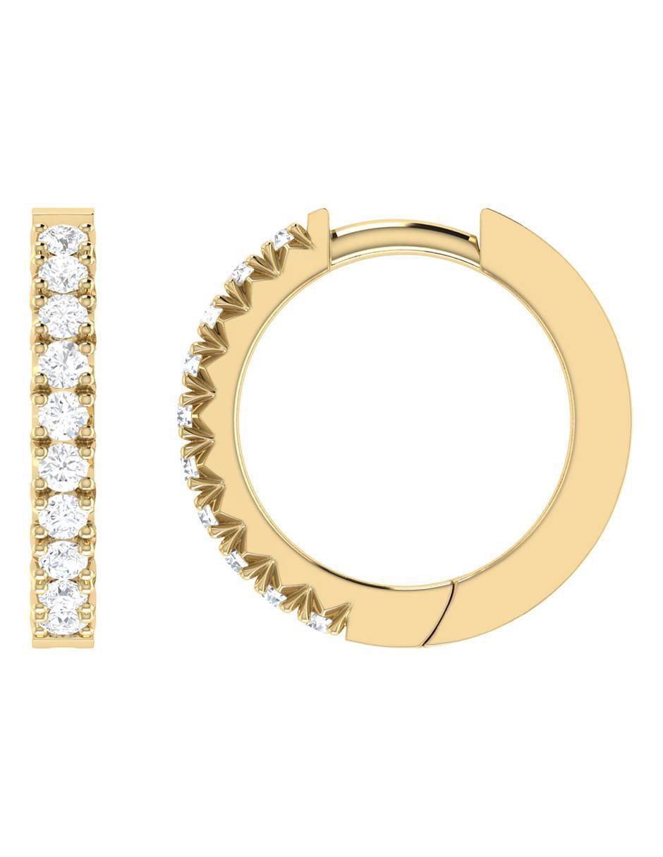 Arracadas de oro amarillo 14 K con acabado brillante diamante 3