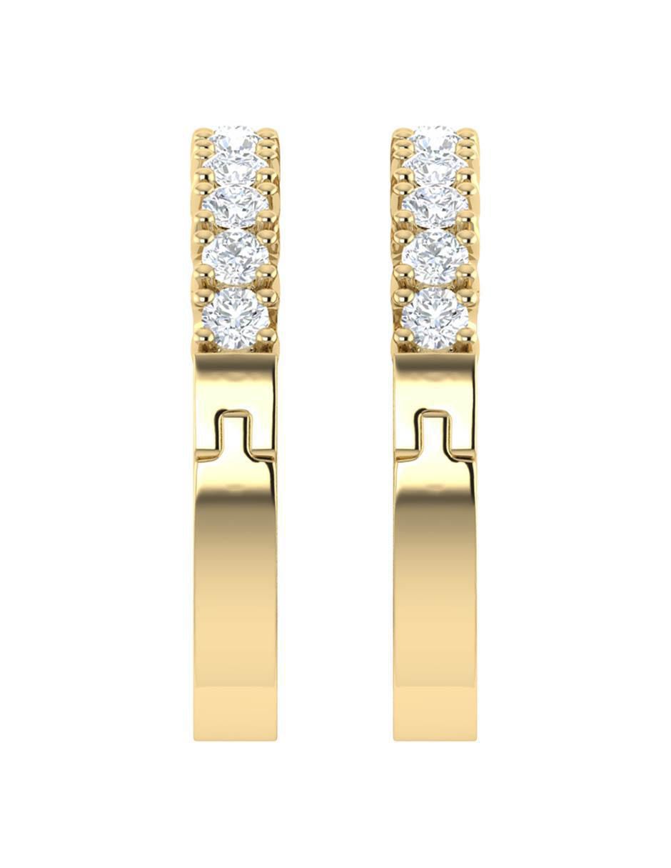 Arracadas de oro amarillo 14 K con acabado brillante diamante 5