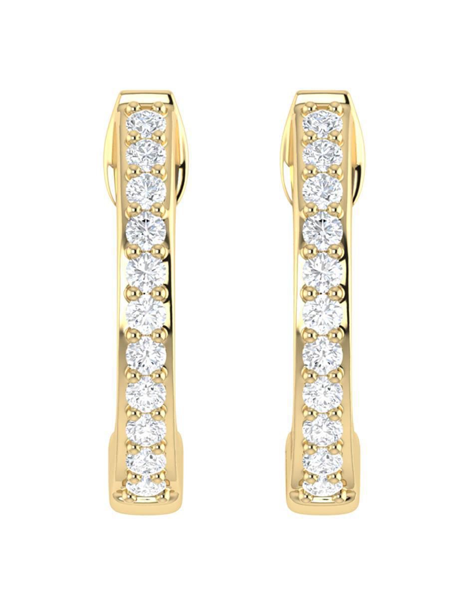 Arracadas de oro amarillo 14 K con acabado brillante diamante