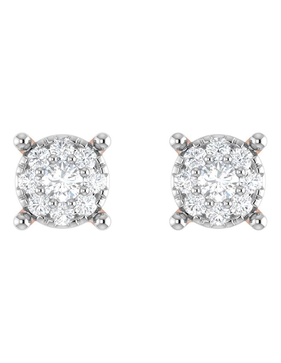 Broqueles de oro rosa 14 k con acabado brillante diamante
