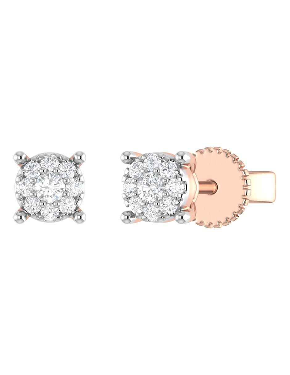 Broqueles de oro rosa 14 k con acabado brillante diamante 2