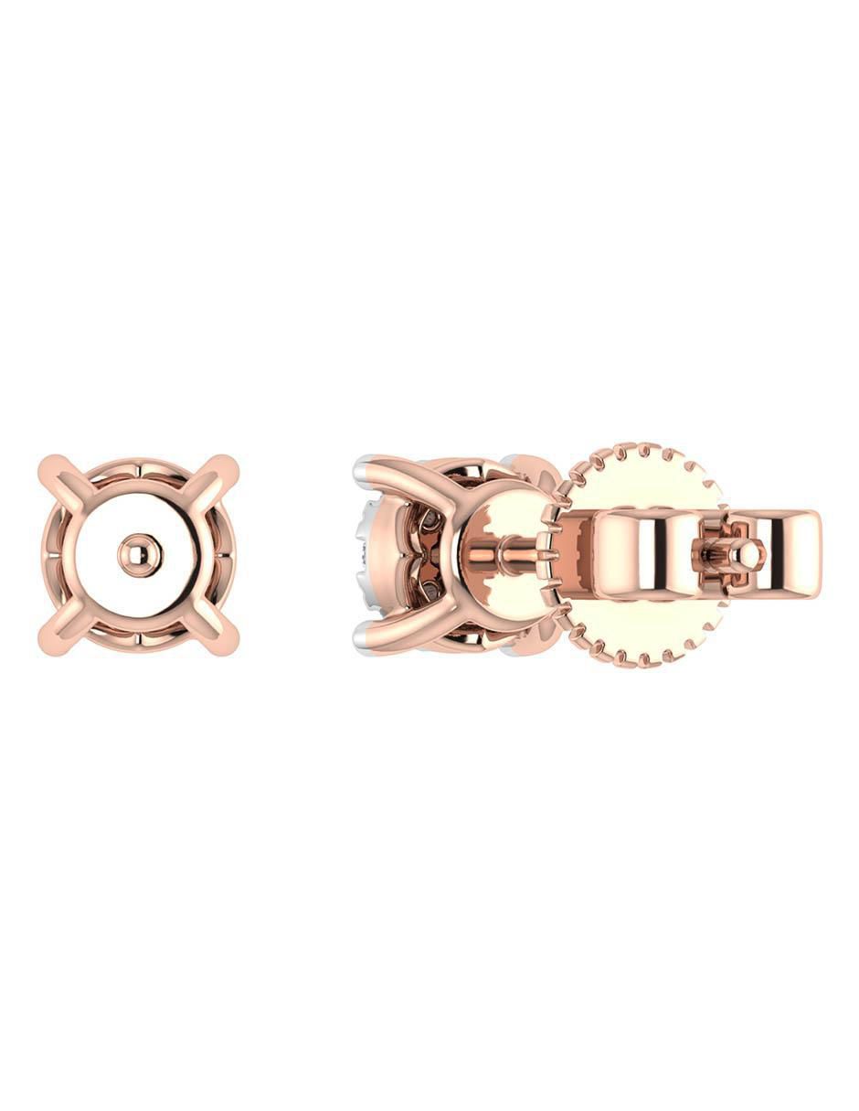 Broqueles de oro rosa 14 k con acabado brillante diamante 4