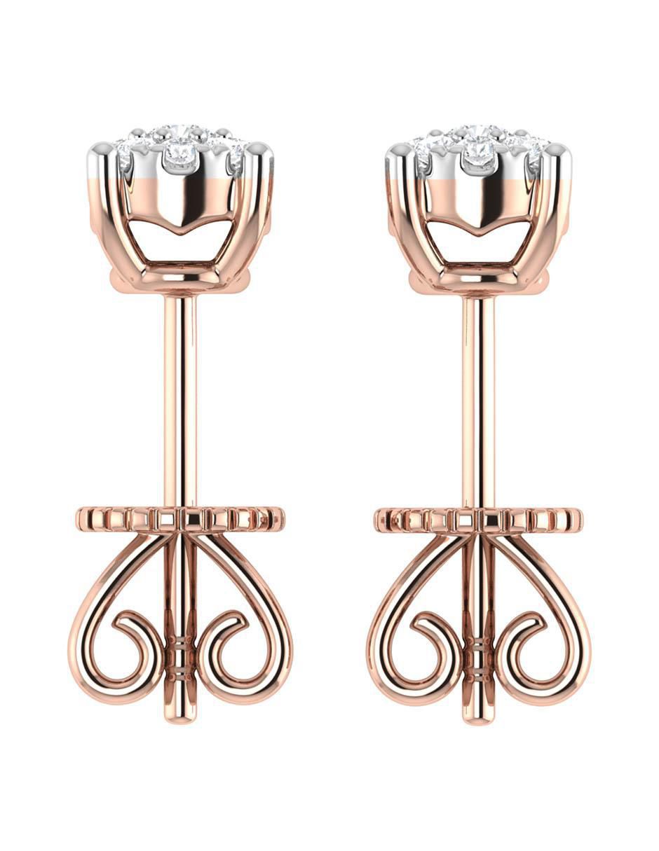 Broqueles de oro rosa 14 k con acabado brillante diamante 5