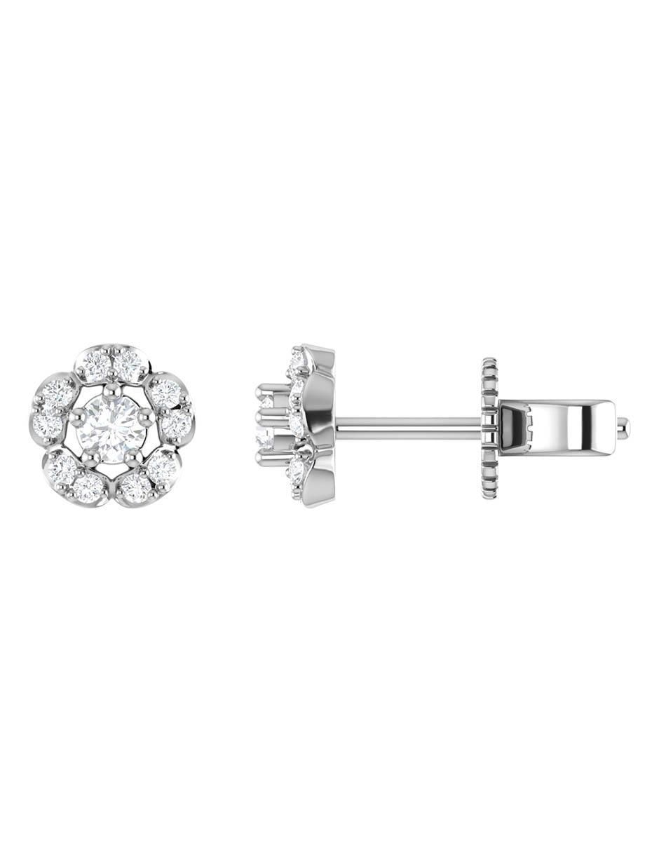 Broqueles de flor de oro blanco 14 k con acabado brillante diamante 2