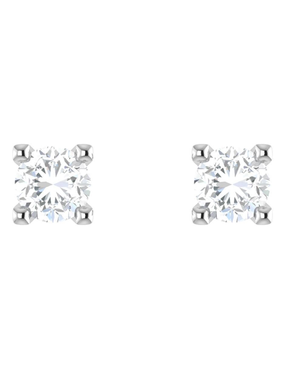Broqueles circulares de oro blanco 14 K con acabado brillante diamante
