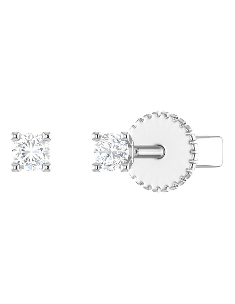 Broqueles circulares de oro blanco 14 K con acabado brillante diamante 2