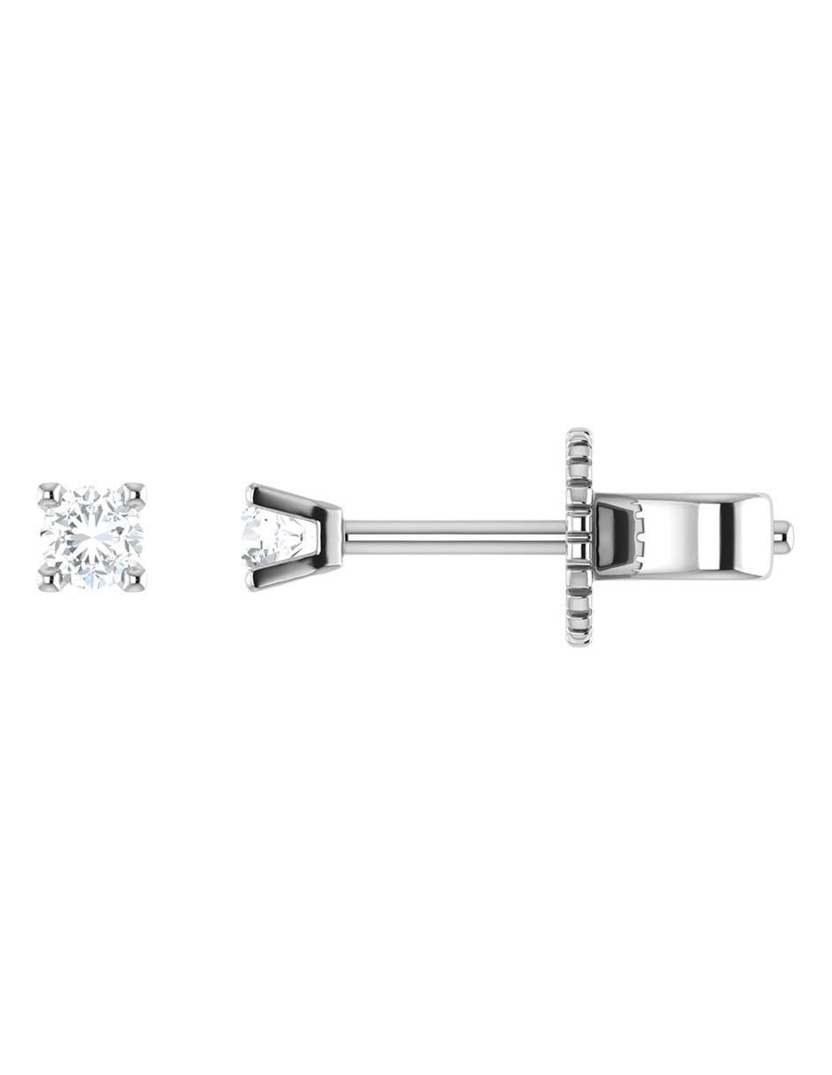 Broqueles circulares de oro blanco 14 K con acabado brillante diamante 3