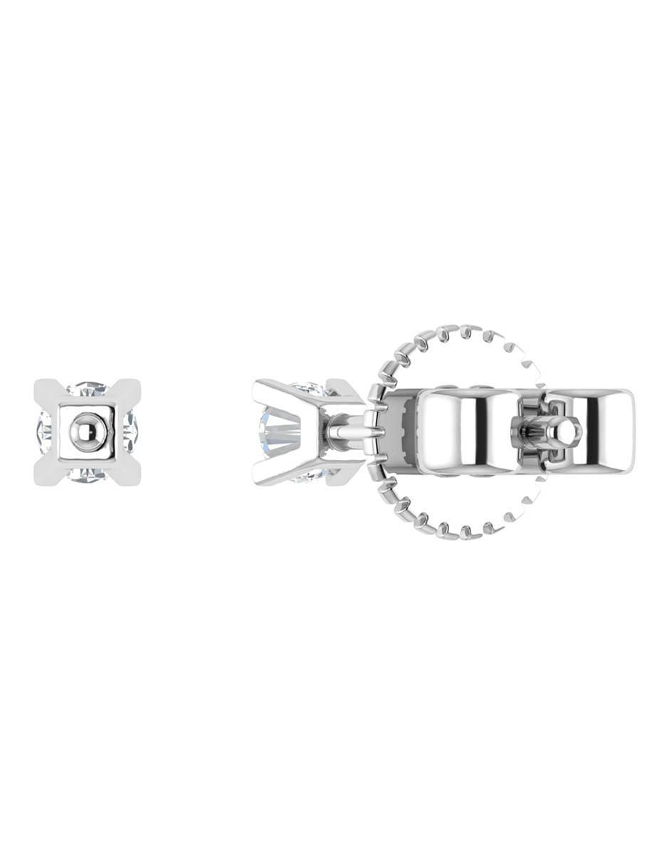 Broqueles circulares de oro blanco 14 K con acabado brillante diamante 4