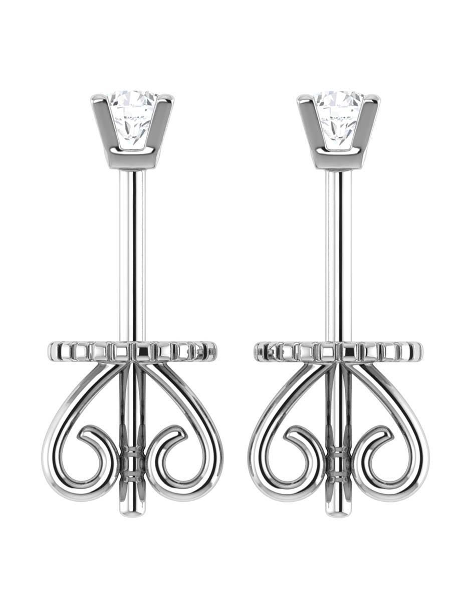 Broqueles circulares de oro blanco 14 K con acabado brillante diamante 5