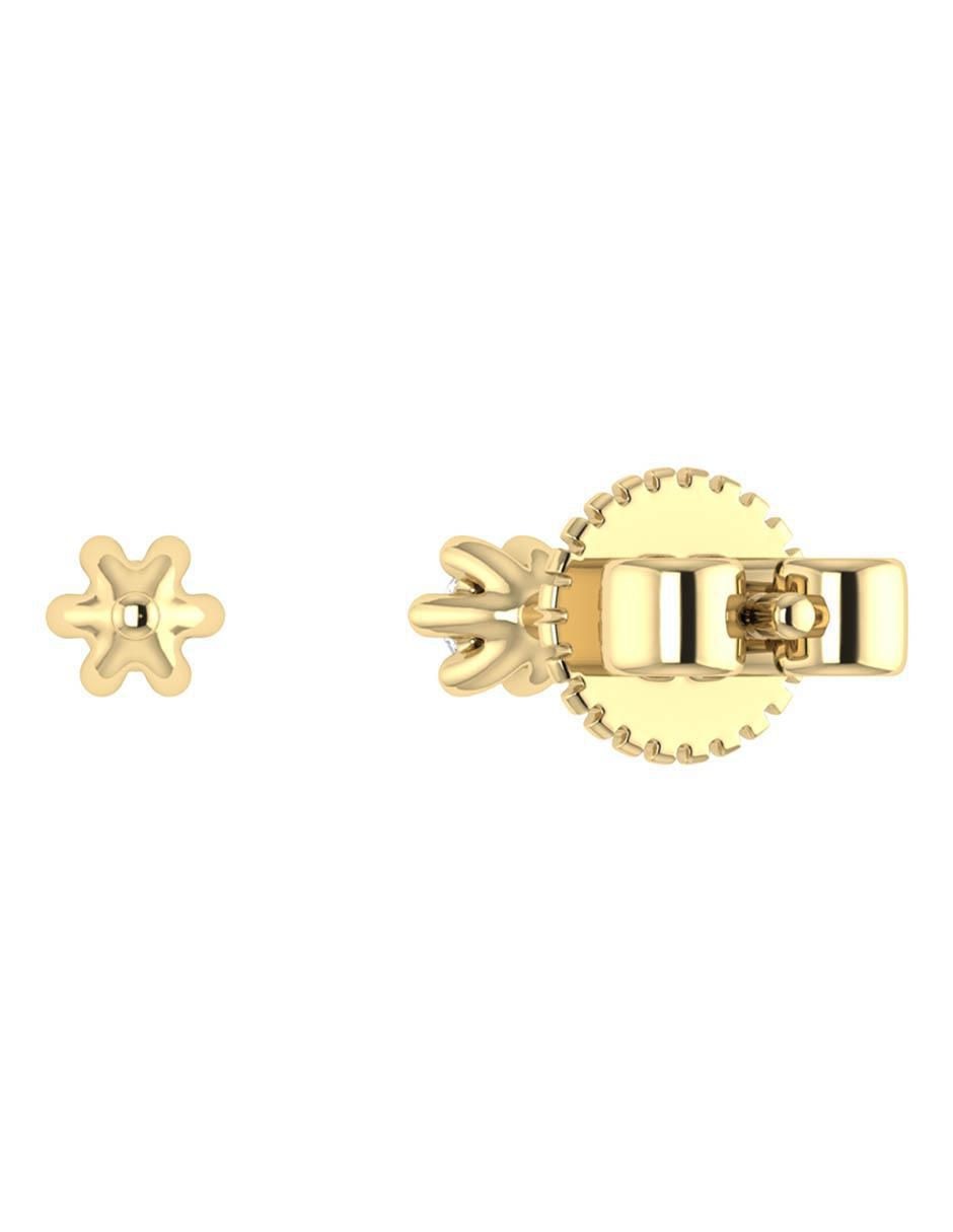Broqueles de flor de oro amarillo 14 K con acabado brillante diamante 4