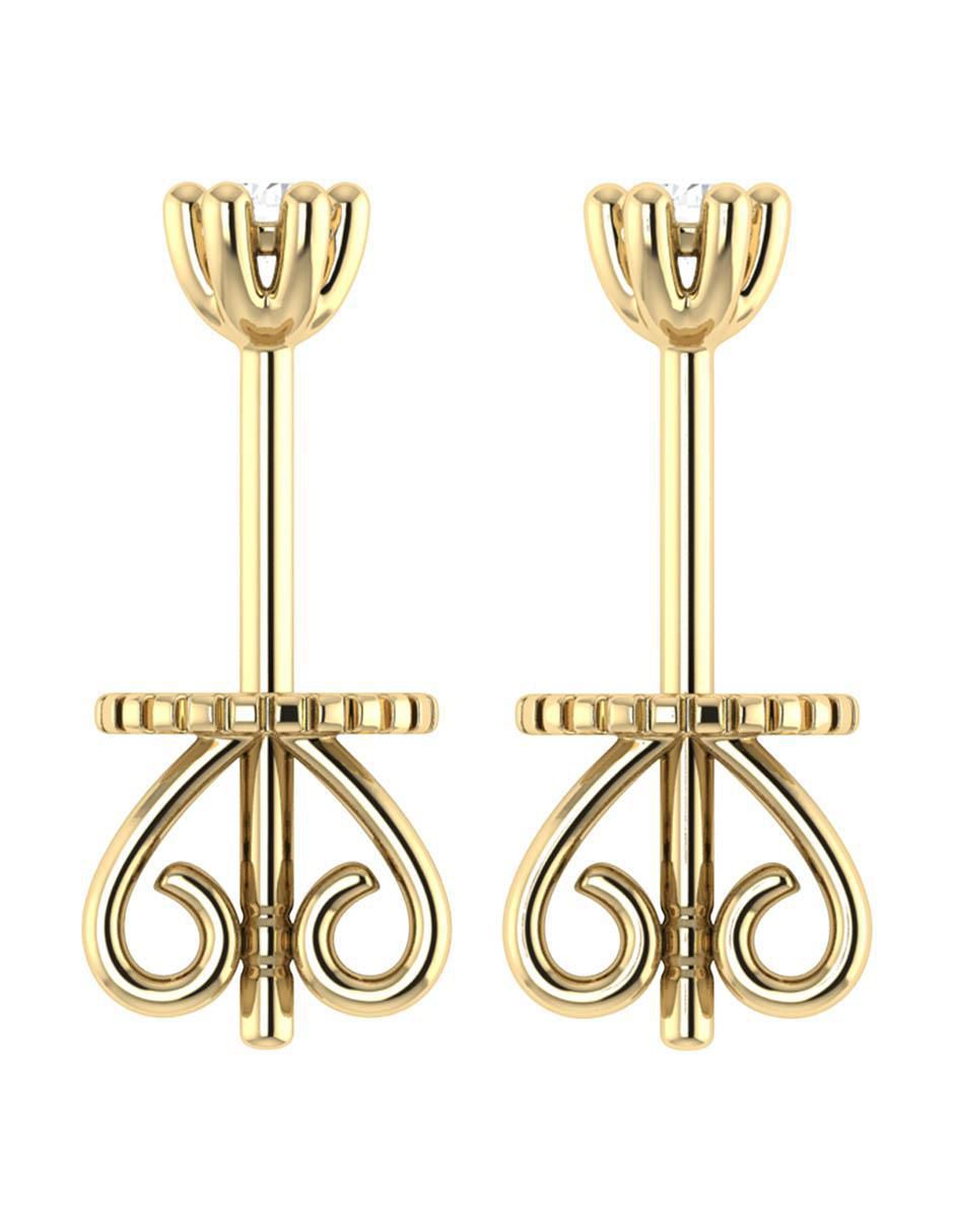 Broqueles de flor de oro amarillo 14 K con acabado brillante diamante 5