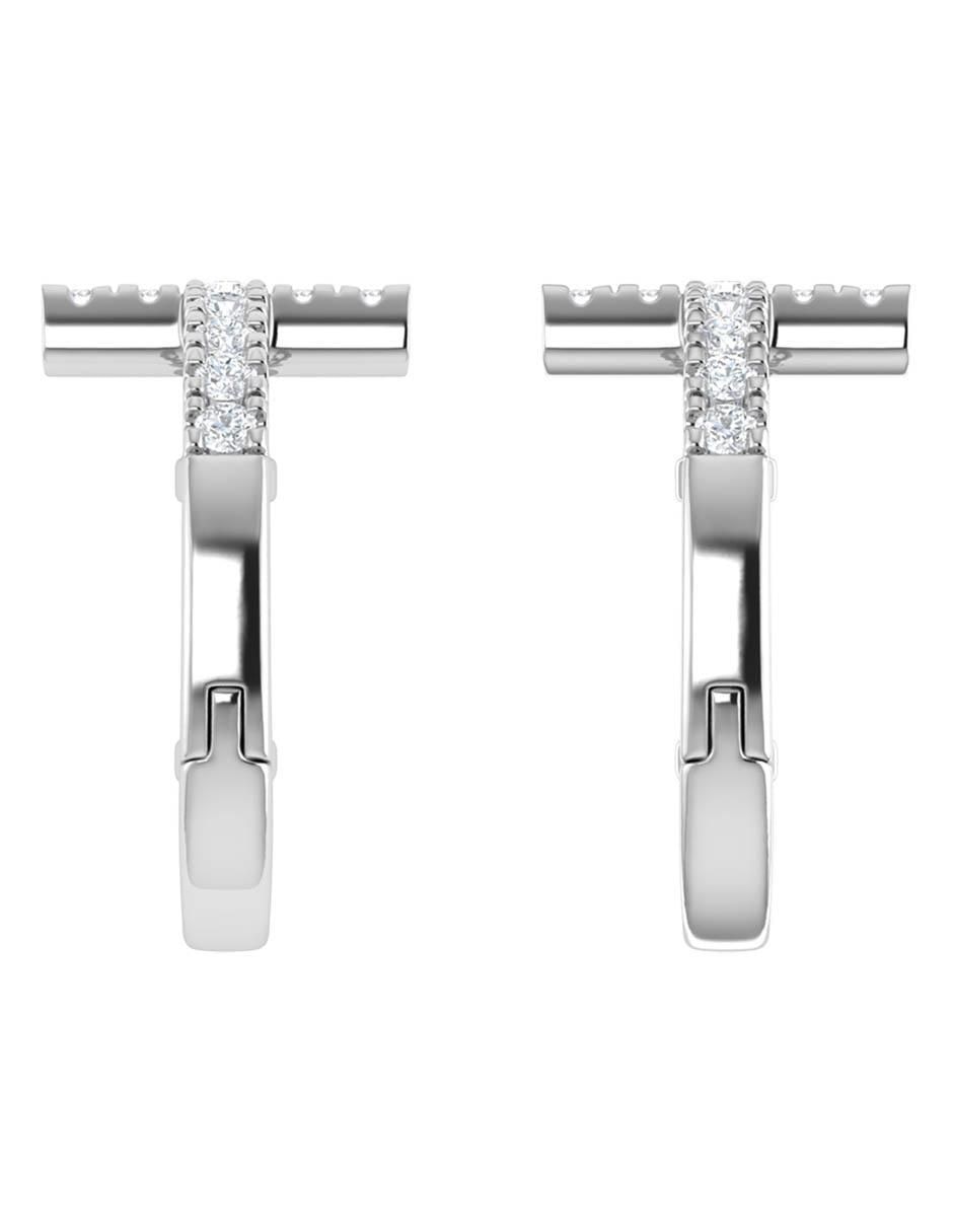 Arracadas de oro blanco 14 K con acabado brillante diamante 5