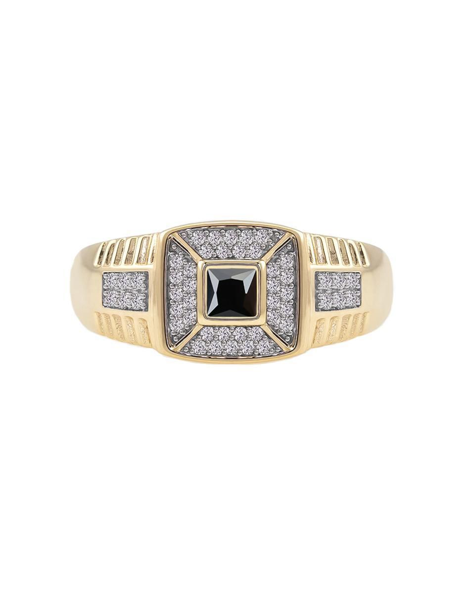 Anillo cuadrado 10 k de oro zirconia brillante