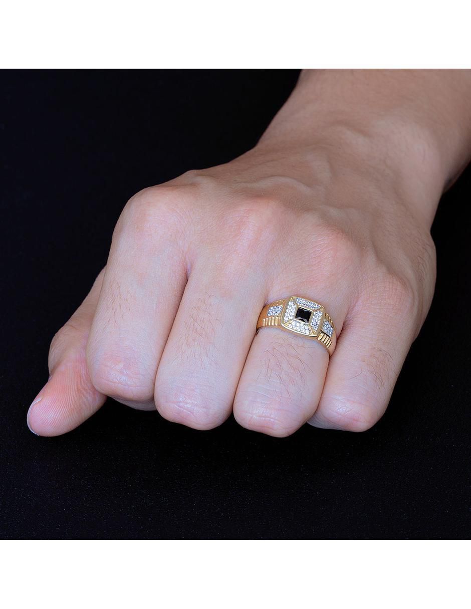 Anillo cuadrado 10 k de oro zirconia brillante 2