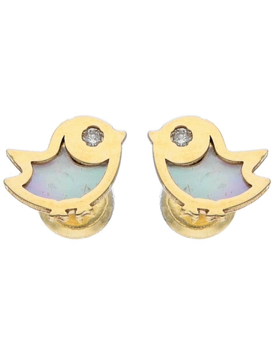 Broqueles de pájaro de oro amarillo 14 K con acabado brillante diamante Broqueles de pájaro de oro amarillo 14 K con acabado brillante diamante