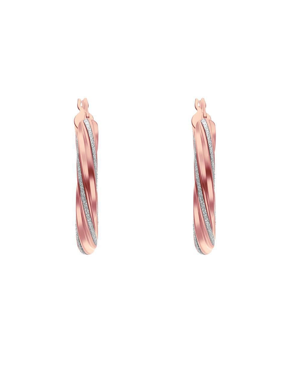 Arracadas de oro rosa 14 K con acabado brillante