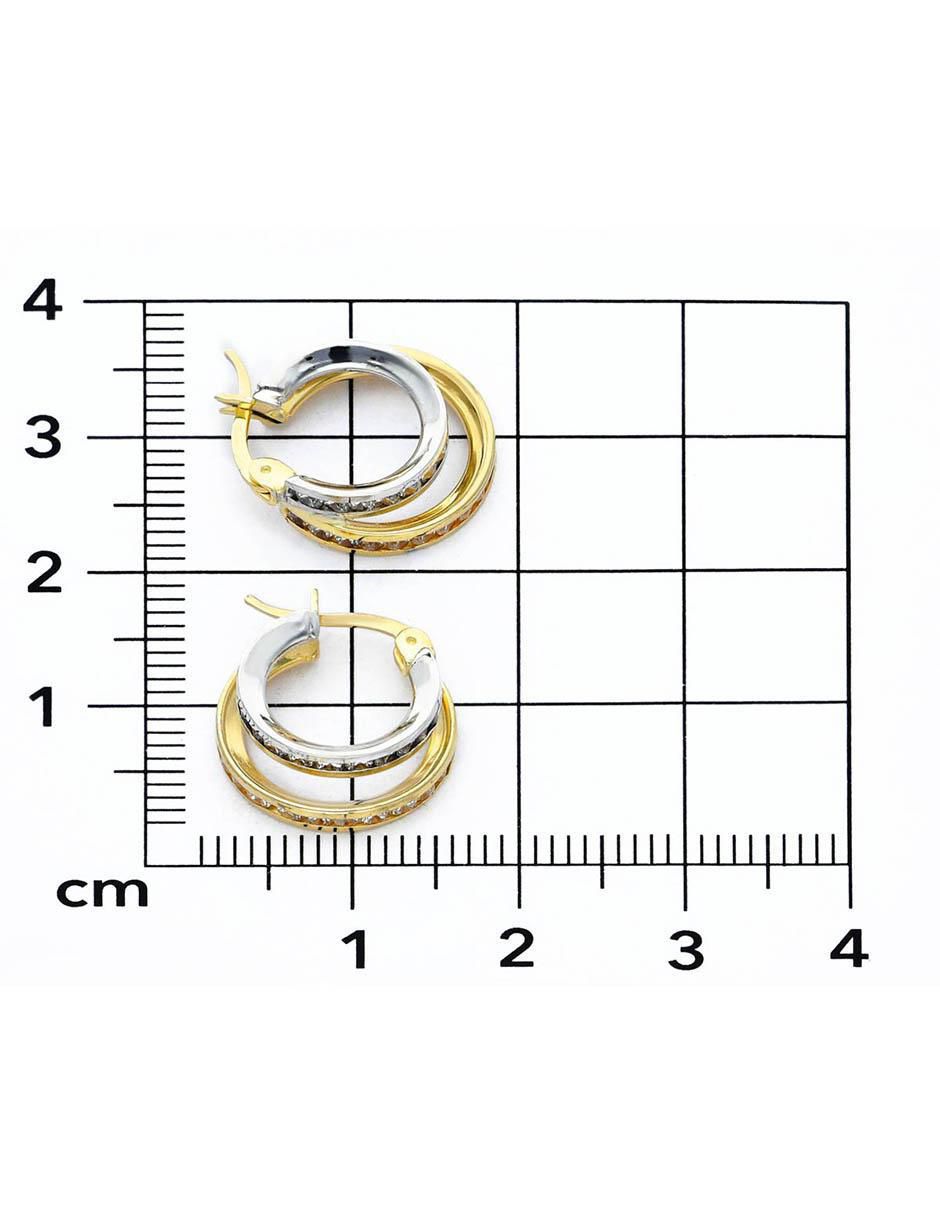Arracadas circular de oro 14 k con acabado brillante zirconia 4
