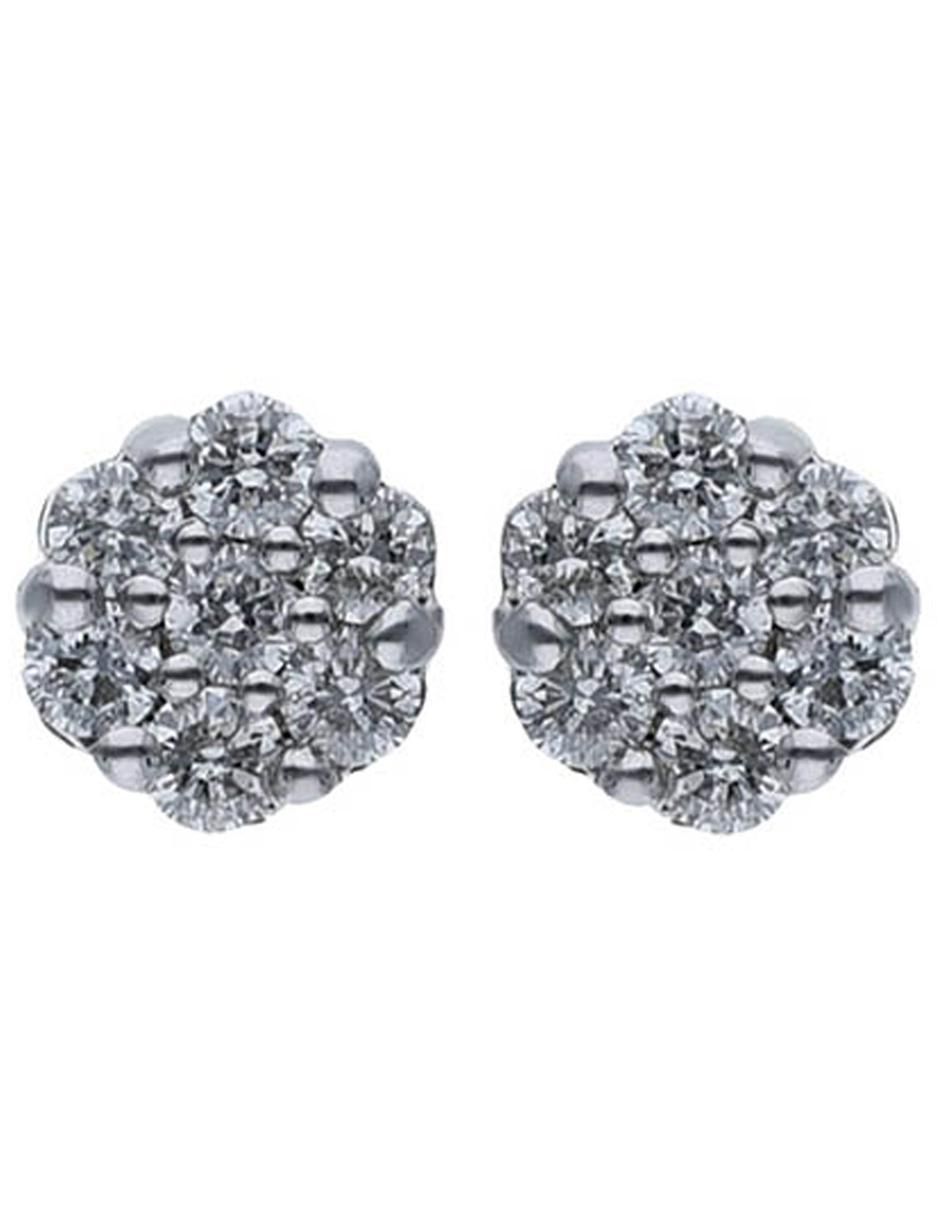 Broqueles de flor de oro amarillo 14 k con acabado brillante diamante