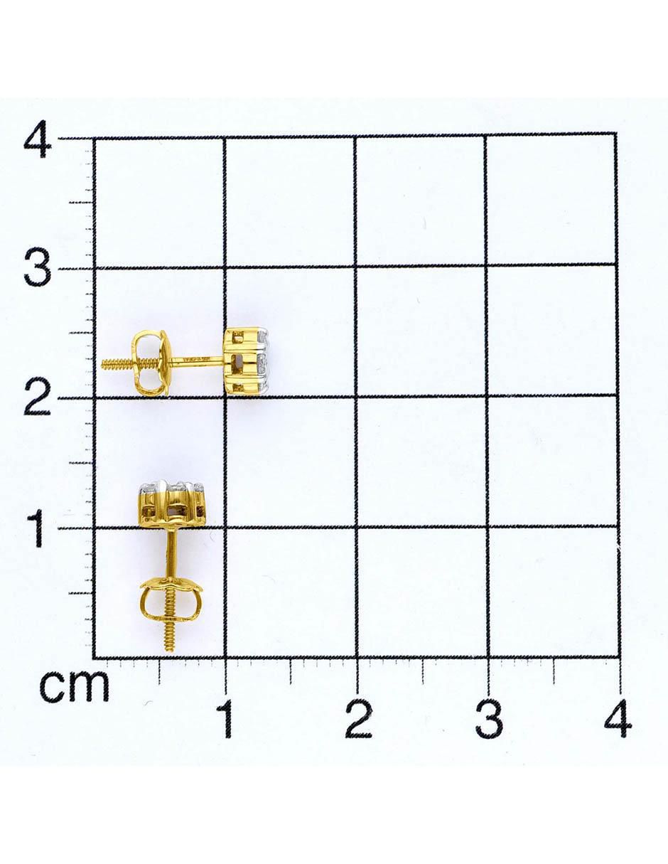 Broqueles de flor de oro amarillo 14 k con acabado brillante diamante