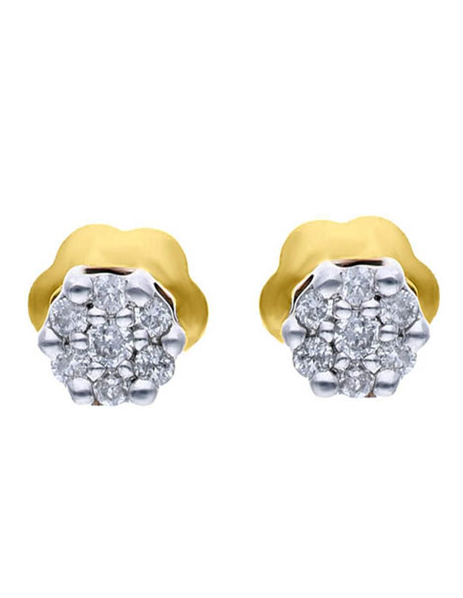 Broqueles de cruz de oro amarillo 14 k con acabado brillante diamante