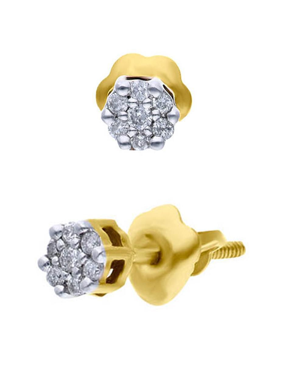 Broqueles de cruz de oro amarillo 14 k con acabado brillante diamante 2
