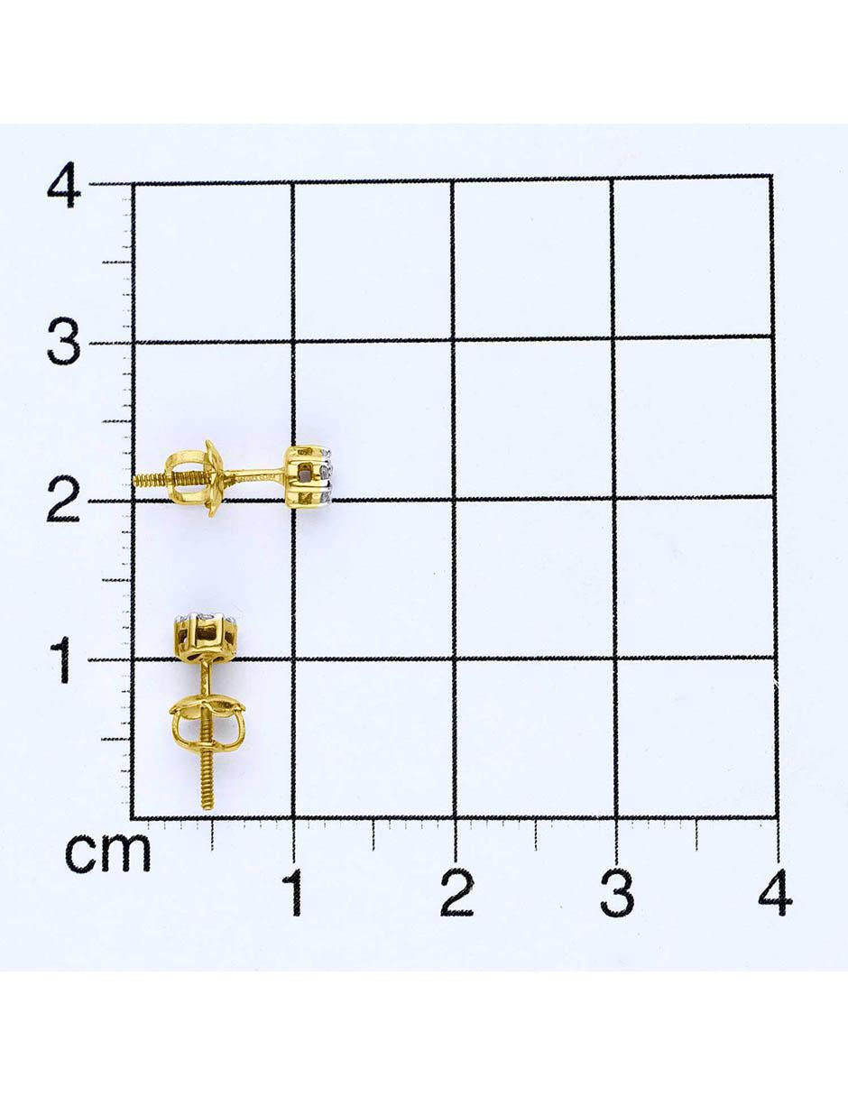 Broqueles de cruz de oro amarillo 14 k con acabado brillante diamante 4