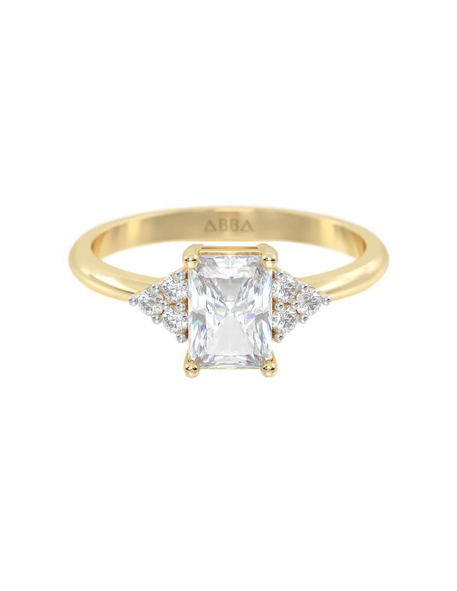 Anillo de compromiso de oro 14 k zirconia