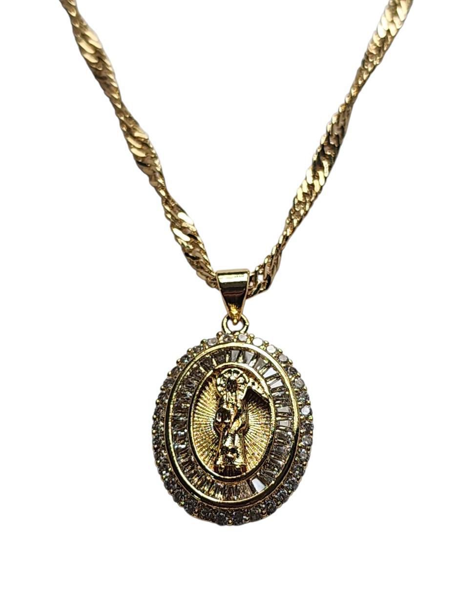 Collar con dije Santa Muerte de oro laminado 14 k Collar con dije Santa Muerte de oro laminado 14 k
